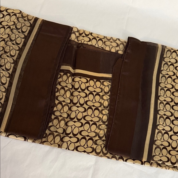 Coach Metallic Gold and Brown Signature Silk Scarf - Picture 2 of 4